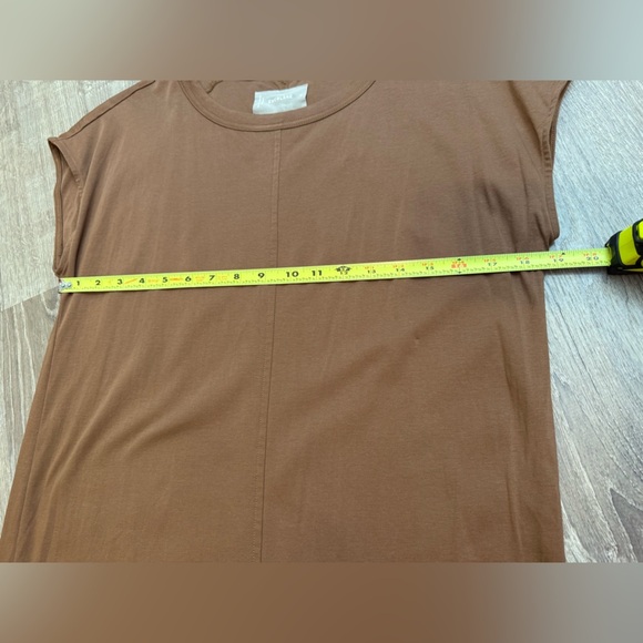 Everlane The Luxe Cotton Side Slit Tee Dress Brown Medium - Picture 5 of 8